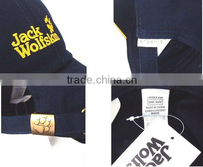 black 100% cotton brushed long brim golf cap with 3D embroidery
