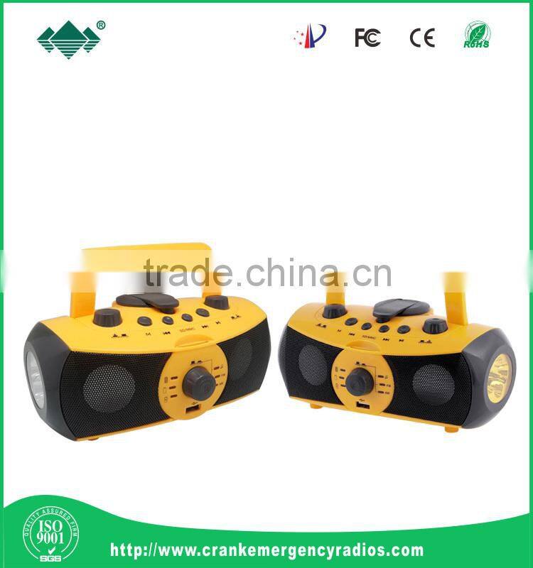 Solar panel AM/FM Radio Generator led lamp speaker