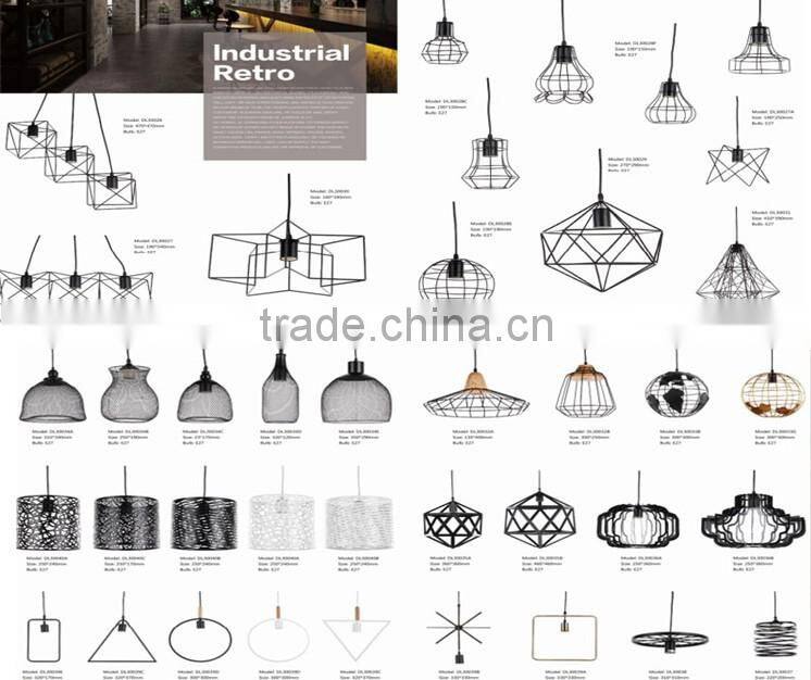 2016 Industrial Vintage Black&White Metal Restaurant Decorative Cage Hanging Pendant Light