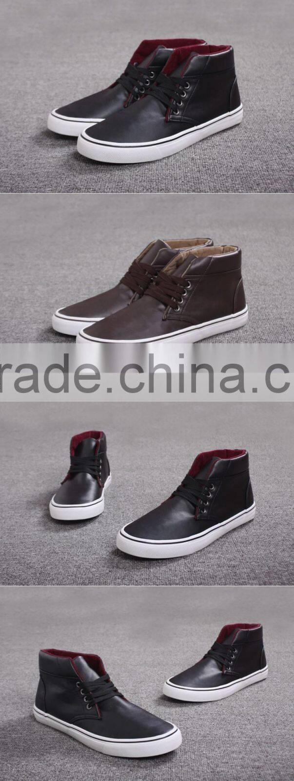 2016 Supplies of men shoes lots canvas vulcanized latest shoes fashion PU high cut sneaker shoes