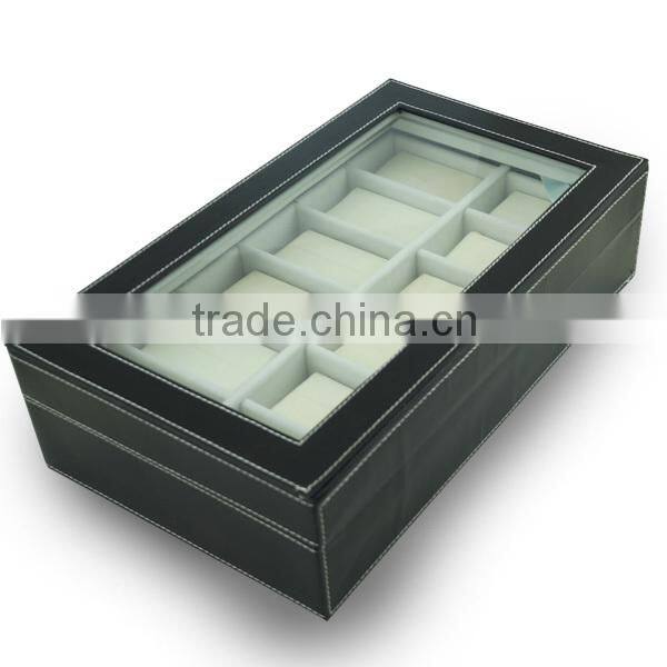 Gift box for watch with buckle lock, fancy PU leather watch box