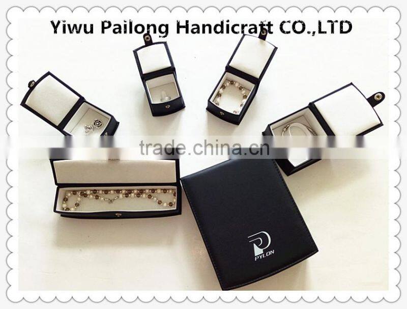 Exquisite leather Jewelry Box with metal button