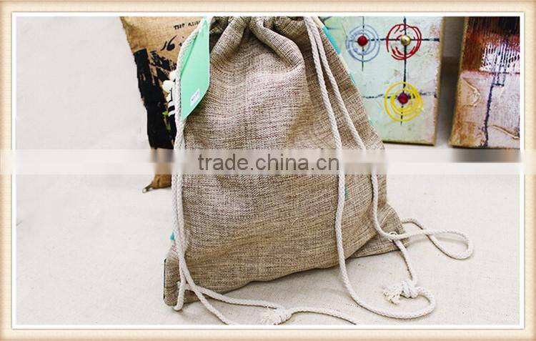 Promotional shopping bag cotton linen custom drawstring bag