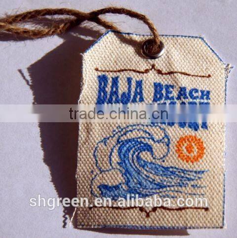 silk screen printing red cotton hangtag