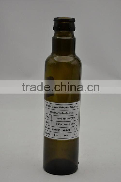KW0263 dark green glass olive oil bottle