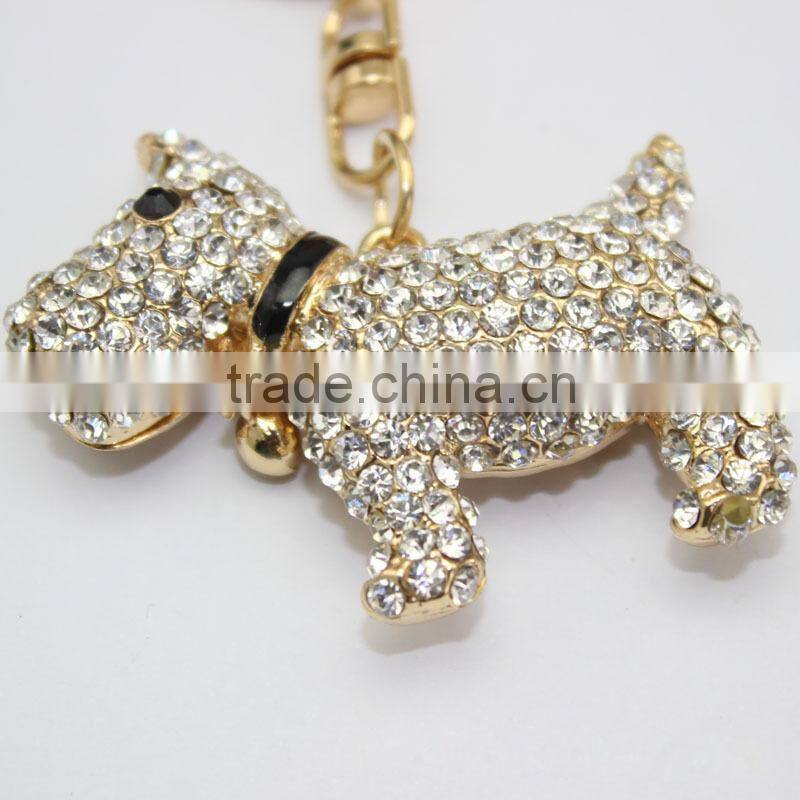 New puppy crystal rhinestone keychain dog keychain rhinestone dog keychain