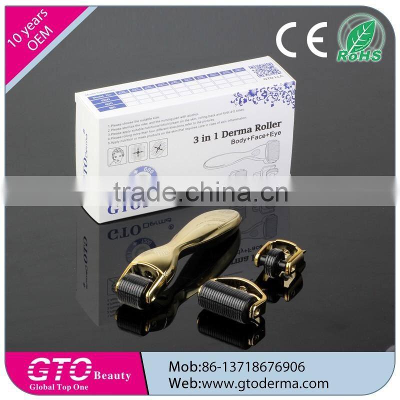 GTO Skin Care Medical Grade 3 in 1 Derma Roller 0.5mm with Factory Low Price