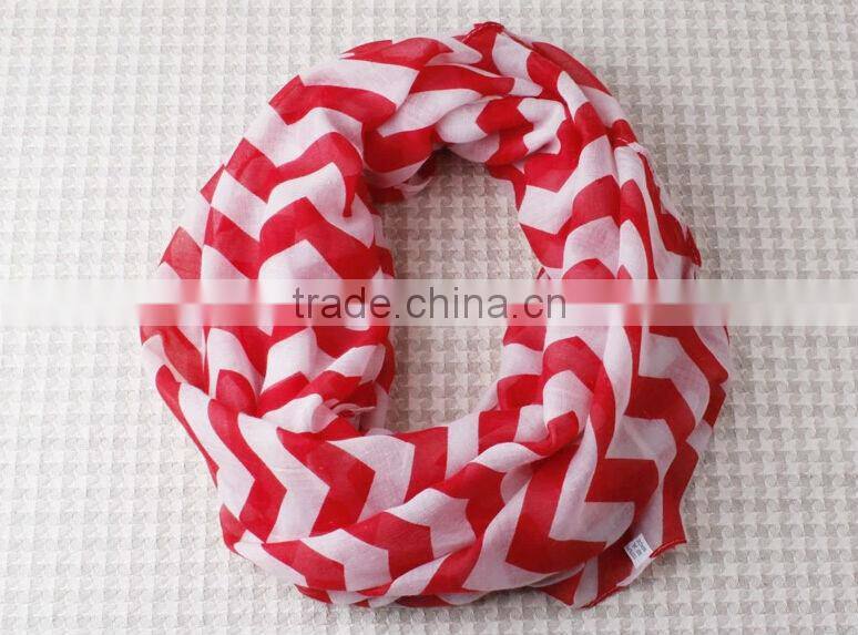 15 colors New Women Infinity Chevron Block Circle Double Loop Wrap Voile Scarf Wholesale