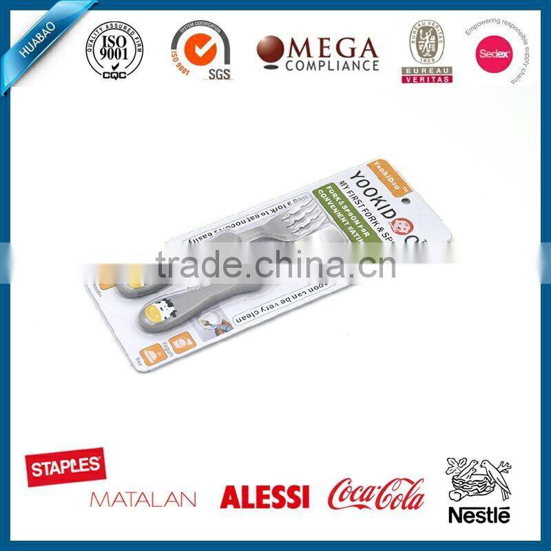 2016 custom-made melamine baby cutlery set, baby bloomer sets, milk cow design handle