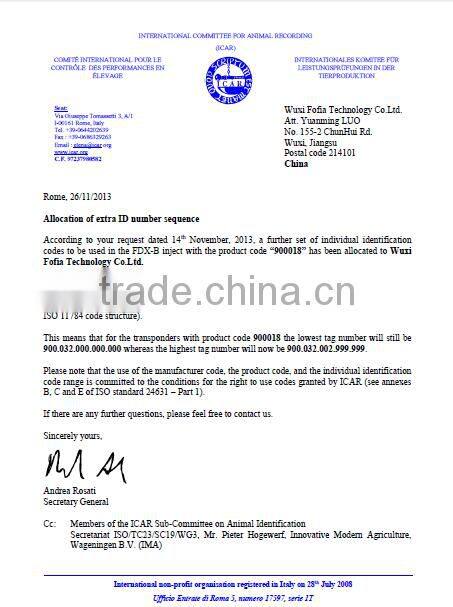 worldwide134.2KHZ ISO standard pet microchip syringe