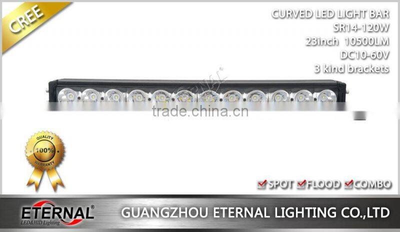 23" 120W curved light bar Wrangler Cherokee SUV offroad 4x4 roof light bar bumper gill high power driving headlight