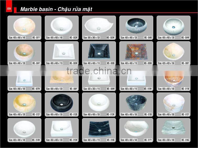 Round white marble bathroom sinks, basins from vietnam