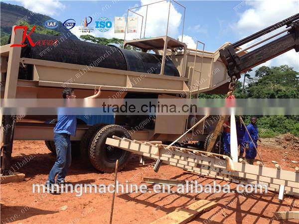 Mobile Alluvial Gold Sand Ore Washing Trommel Screen for Ghana