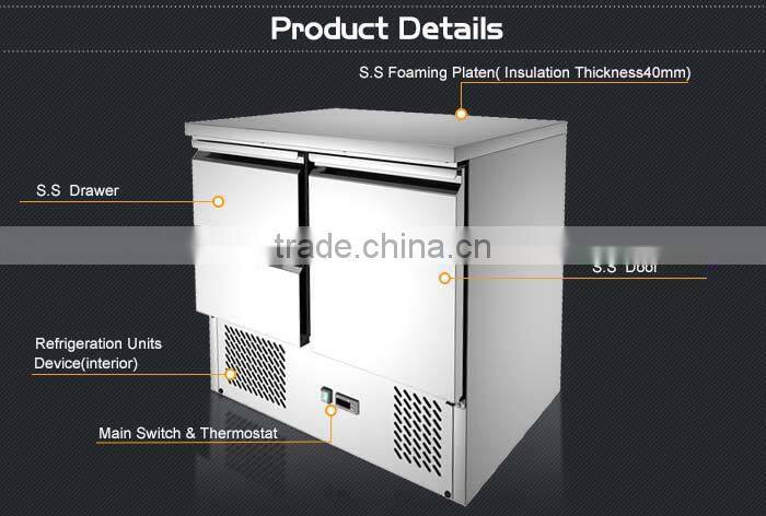 2 Drawer Stainless Steel Commercial Salad Fridge/Salad Refrigerator/Salad Bar Cooler