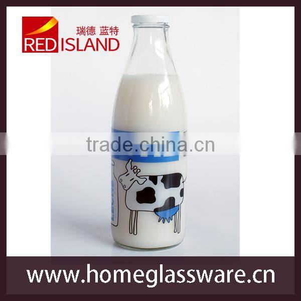 1000ML Printed Glass Milk Bottle