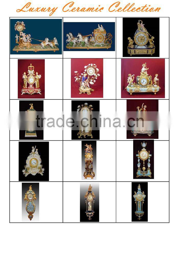 Ancient Arabic Style Hand Painting Creative Decoration Desk Clock, Copper Cast and Ceramic Crackle Table Clock