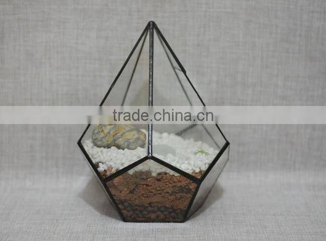 Micro landscape decor handblown clear irregular geometric glass terrarium