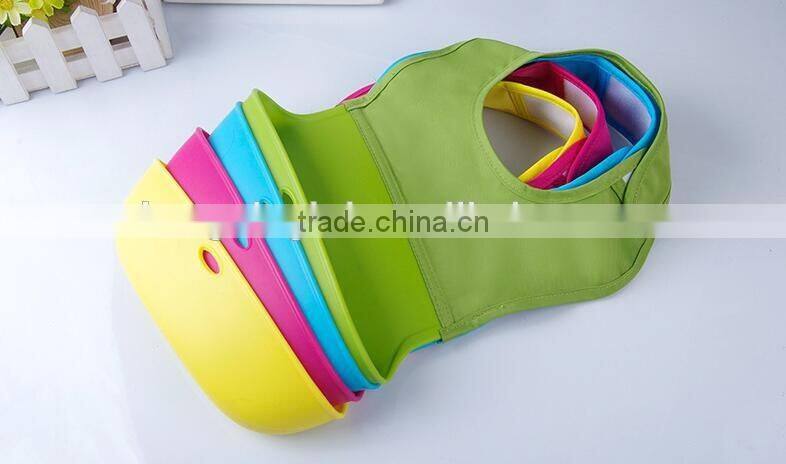 Silicone Roll Up Bib with Comfort-Fit Fabric Neck