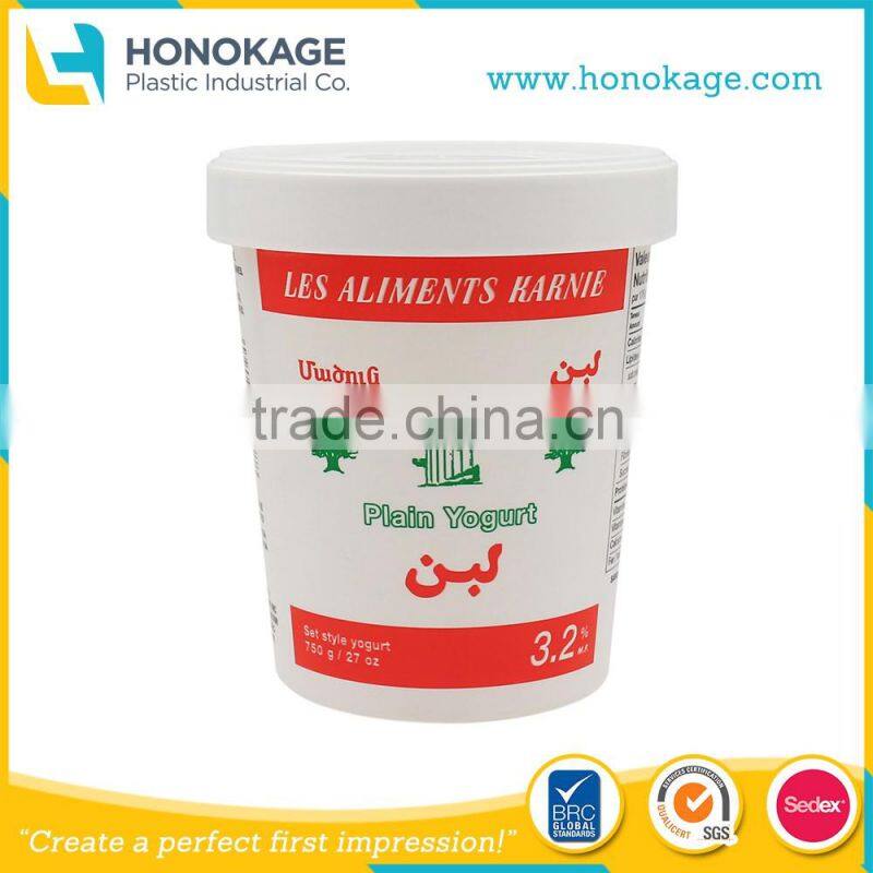 750g High Grade plain yogurt cup with lid, Round yogurt cup in freezer