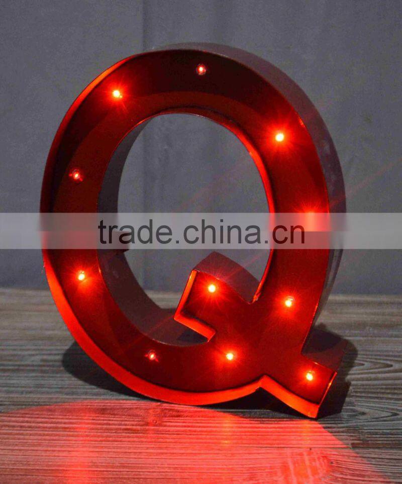 antique line distressed MDF letter with LED lighted, lighted wooden letter