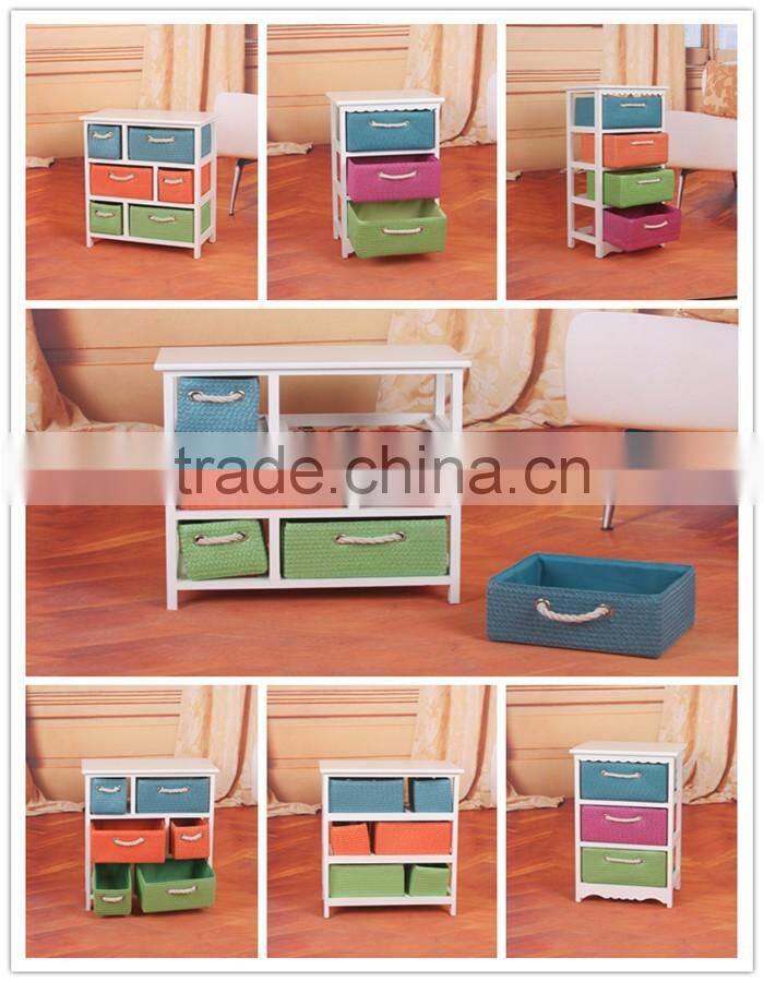 Elegant chic custom Wooden Cabinets with wicker drawers for living room kitchen bathroom