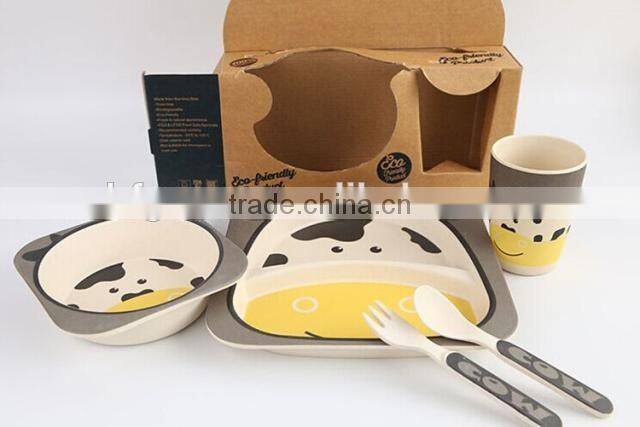 Popular biodegradable bamboo fibre kids' dinner set