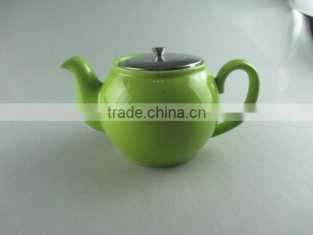 Stocked green round ceramic tea pot, coffee pot, tea set