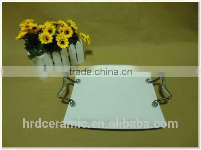 new fashion stock ceramic sauce plate with handle