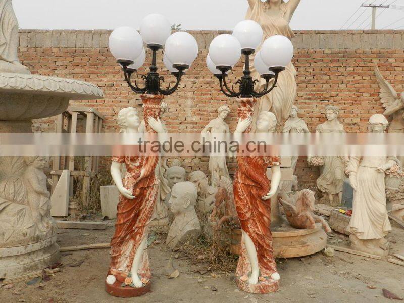 European style Marble Garden lady with lamp sculpture