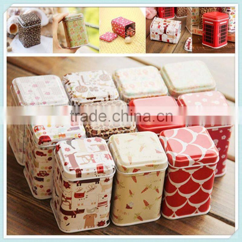 New Small Storage Jars Rectangular Iron Tin Gift Jewelry Holder Storage Box 1Pcs