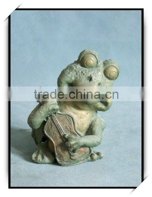 Bronze resin animal decoration music frog playing a guitar
