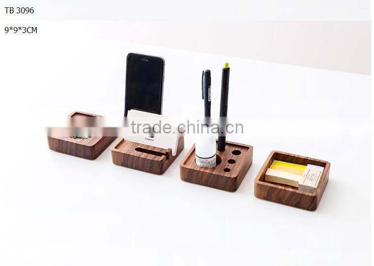 Set of 4 Modern nordic desk organizer office accessories wood mobile phone stand