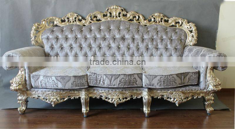 Silver leaf European style classical sofa