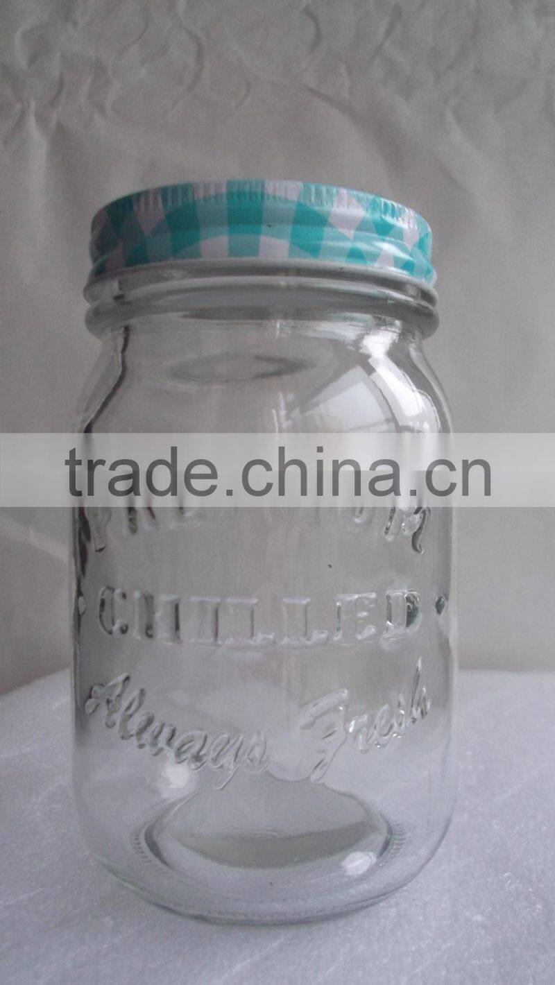 12oz 360ml Engraved printing design glass jar