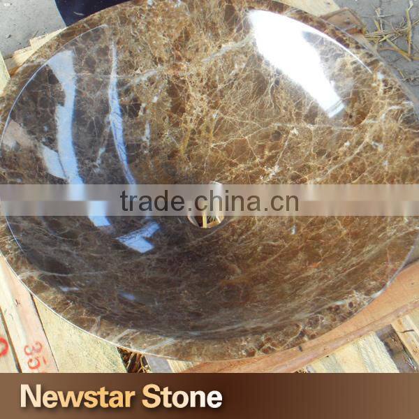 Chinese natural stone carved handmade beige marble sink