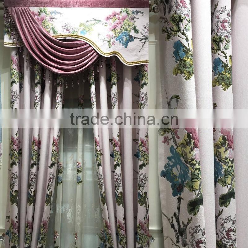 PRS-623 momoda luxury home decorations french retro antique curtain with sheers and valance arabian coffee color curtain fabric