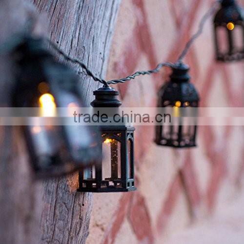 16 Black Moroccan Lantern Solar Garden LED Fairy Lights