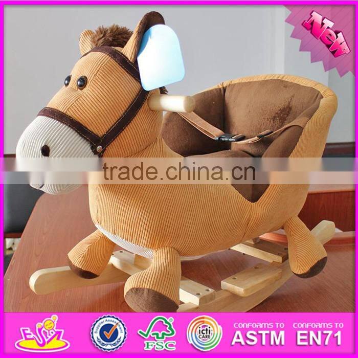2017 New products funny toy horse sound wooden baby rocking horse W16D090
