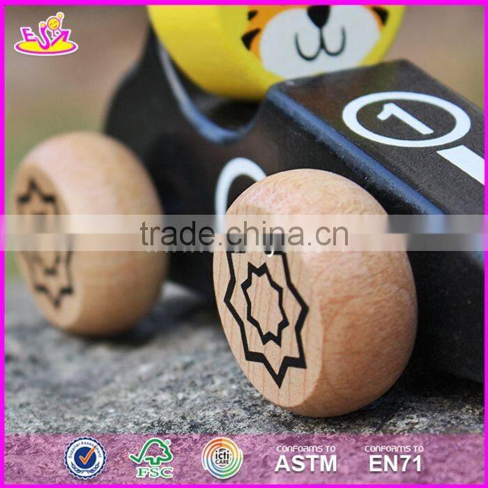 2017 New design tiger shape kids toy wooden cars W04A334