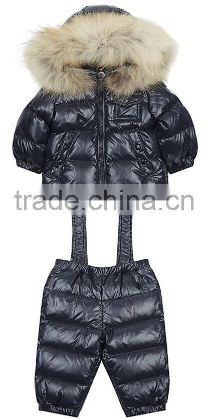Nylon down padded kids two-piece snow suit
