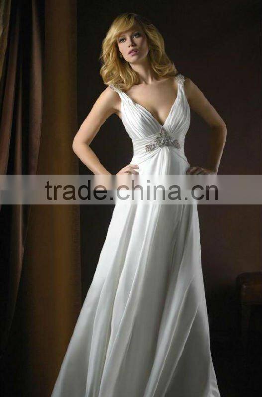 evening prom dress in white with strip
