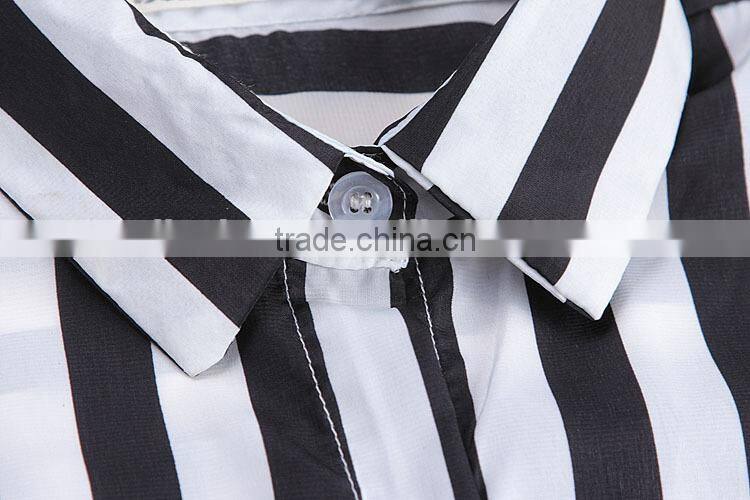 Newest Best summer designs elegant blouses for lady fashion shirt blouses for women stripe fashion blouses 2015