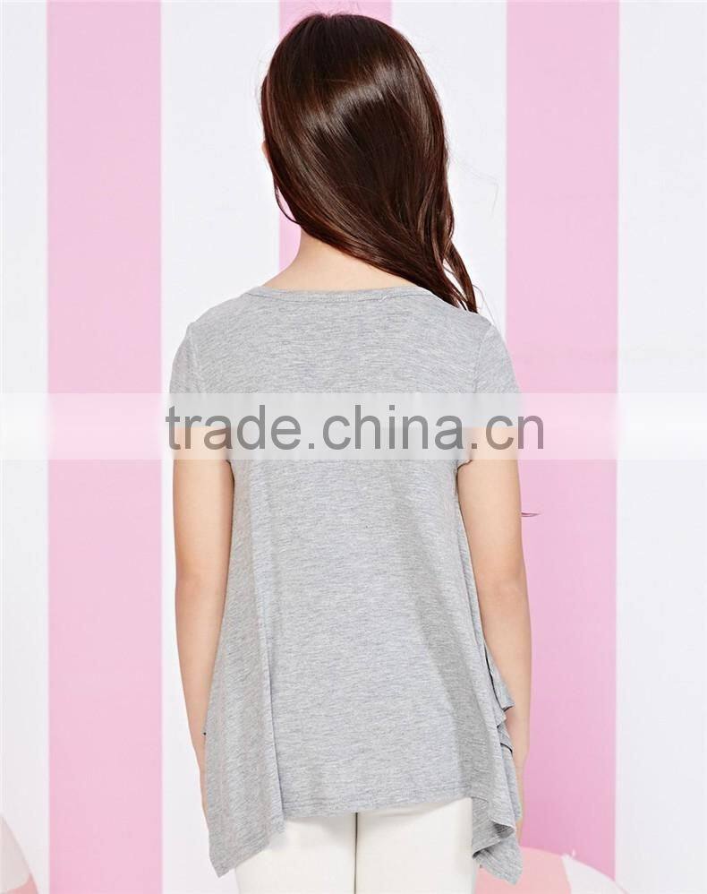 China wholesale girl's long style print pattern t shirt made in China
