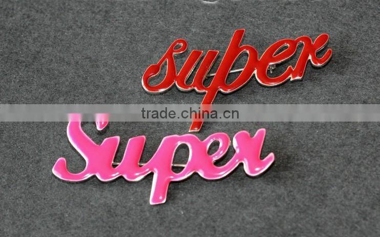 Custom china wholesale metal letter super brooch with color enameled