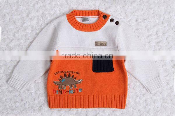 Dinosaur design baby pullover modern patchwork knitting sweater