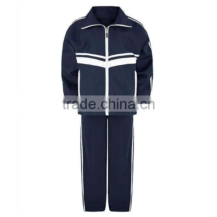 2016 Custom Kids Full Zip Tracksuit Jacket High Quality Sports Tracksuit Girls Boys Stripe Jogging Tracksuit