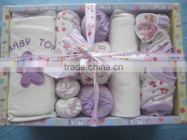 Latest Lovely Design Soft Fabric 6pcs Newborn Baby Gift Set High Quality Organic Baby Clothes