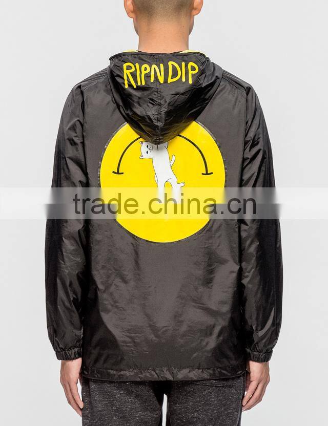 OEM service latest design men hoody balck windbreaker jacket