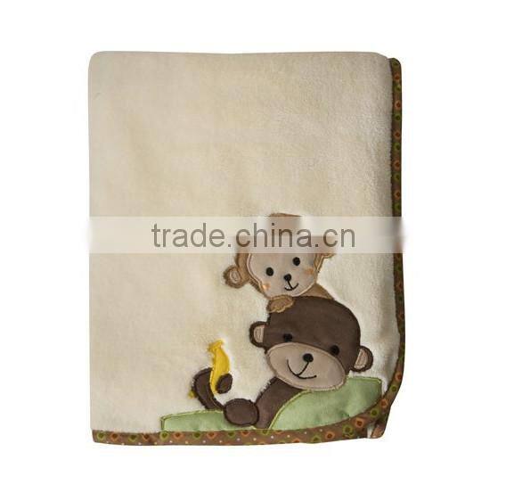 Trade assurance applique velour throw custom baby swaddle knitted soft cotton blanket