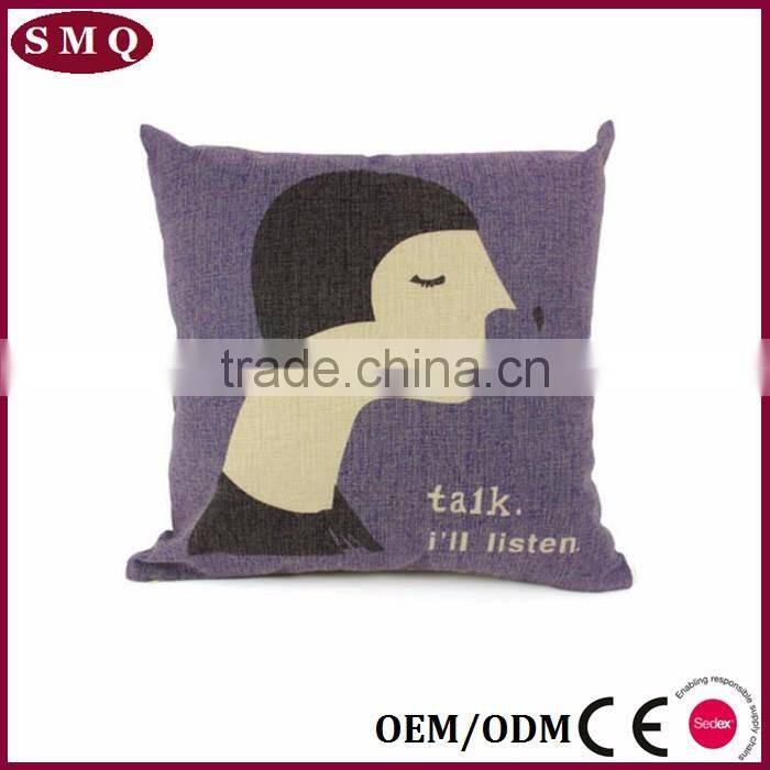 100% cotton linen wholesale printed cushion covers